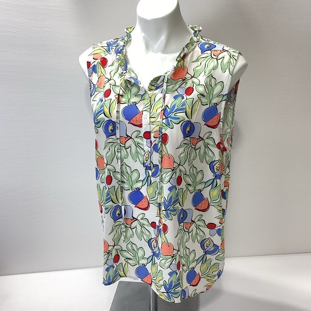 Loft Outlet Floral Tank Top Blouse Fruit Design L